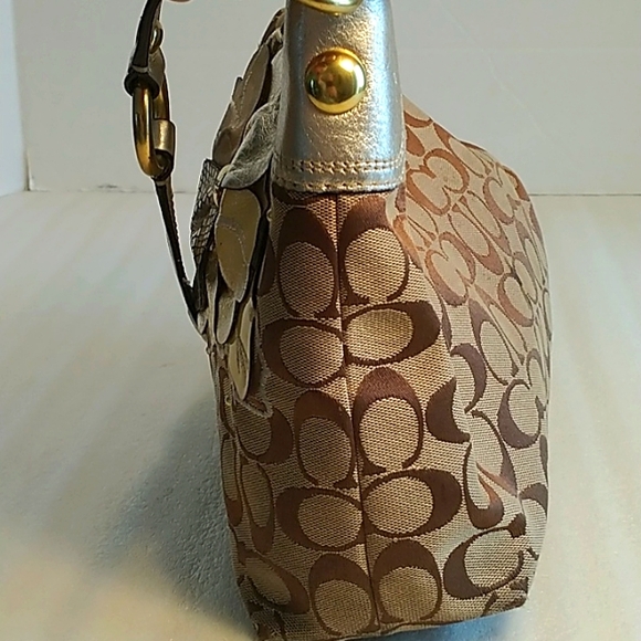Coach F16879 Bleecker Floral Carly Khaki Gold purse - Picture 8 of 16